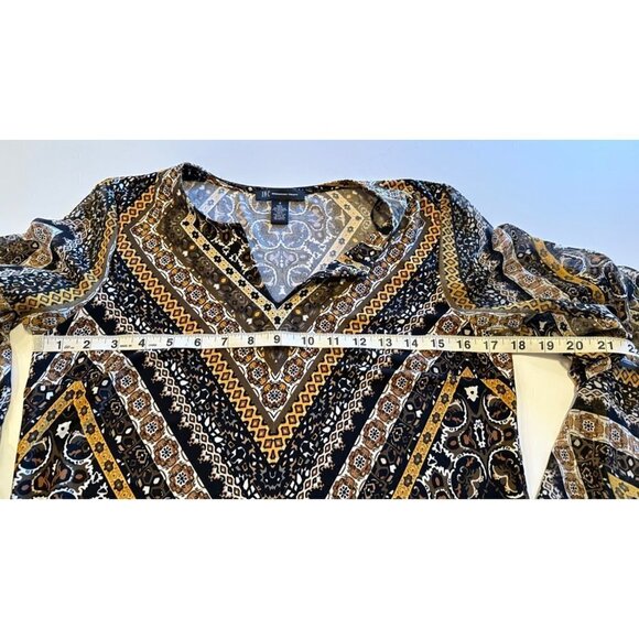 INC graphic paisley print dress ruffled sheer long sleeves women's size 4 - Picture 5 of 7